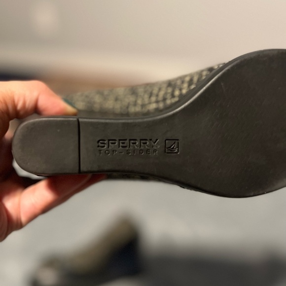 Sperry Top Sider peep toe wedge leather tweed NWOT Size 8 - Picture 4 of 12